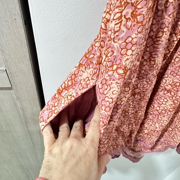 Free People Rose-Print Empire Mini Dress Size Large - Picture 6 of 10